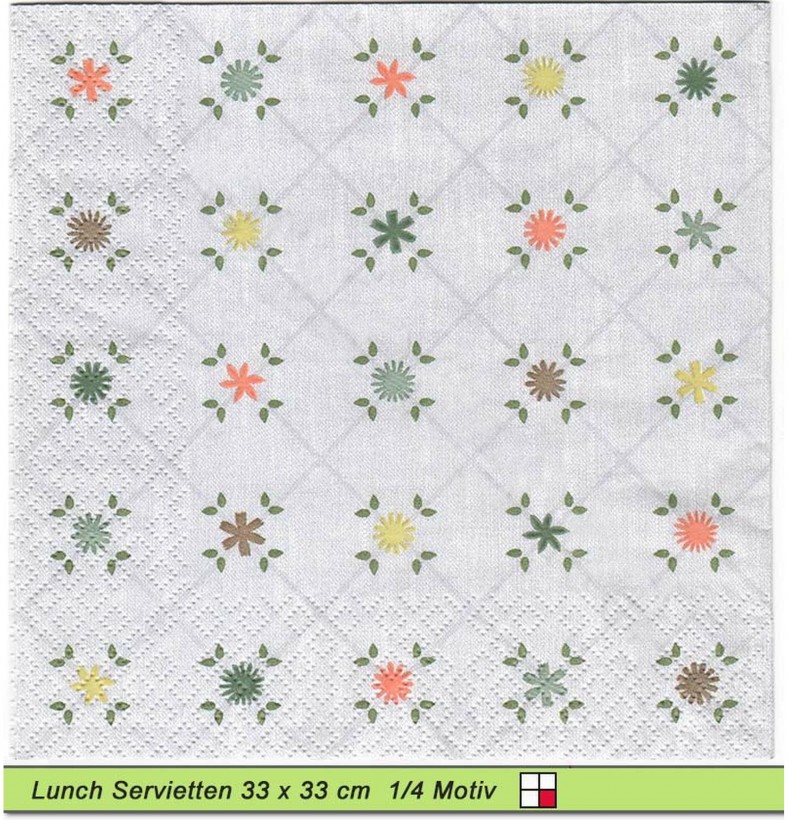 Kleine Blumen auf grau - 1 Lunch Serviette